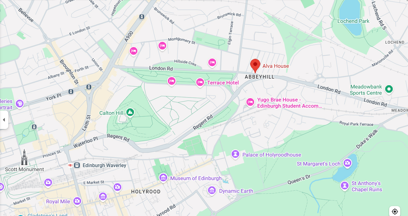 Map Map of Alva House, Gay-friendly guest house, Edinburgh